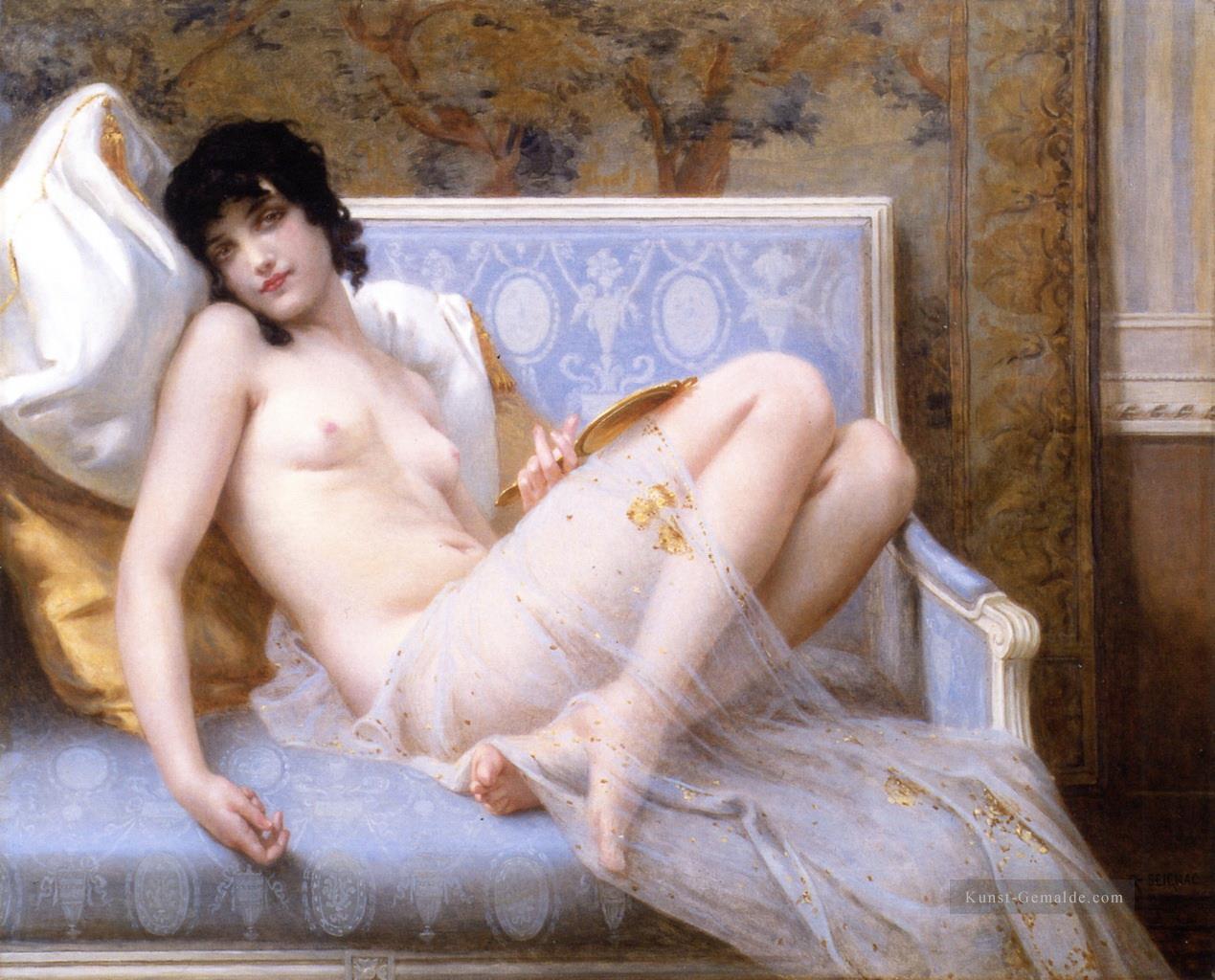 Nackte junge Frau auf einem Sofa jeune femme deNackte sur canape klassischer Akt Guillaume Seignac Ölgemälde